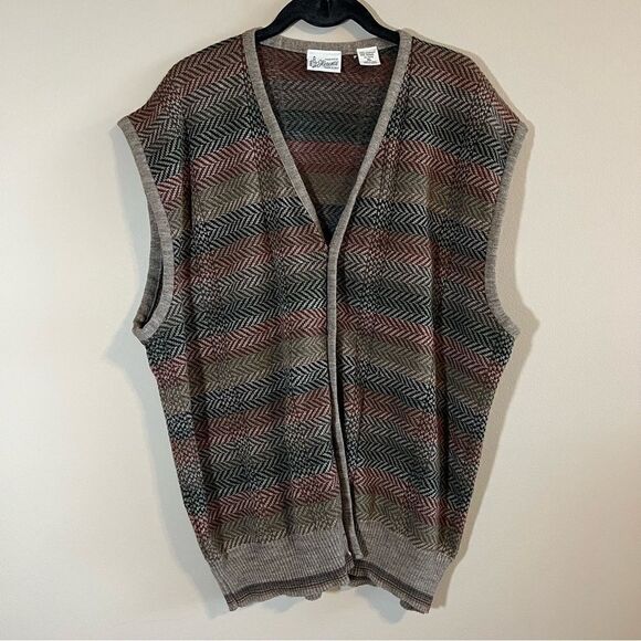 ✨ Vintage Maglificio Florence Brown Wool Grandpa Vest XL - Picture 1 of 11